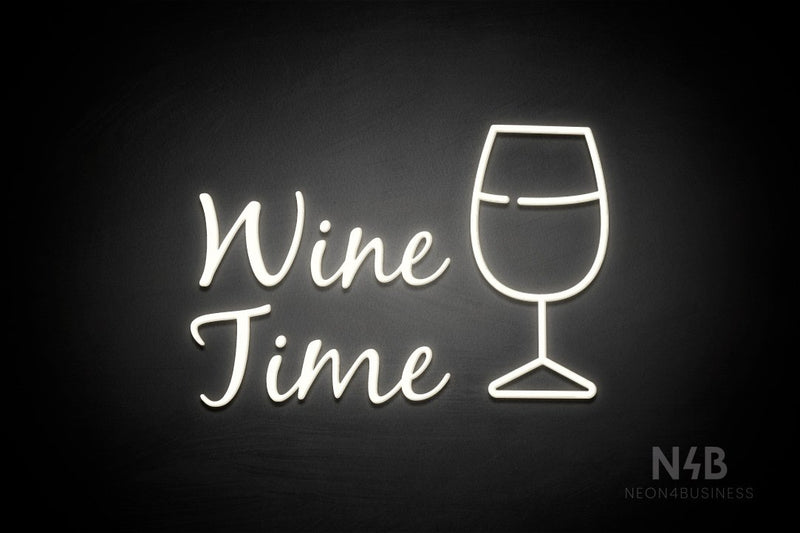 "Wine Time" Wine Glass (Notes font) - LED neon sign
