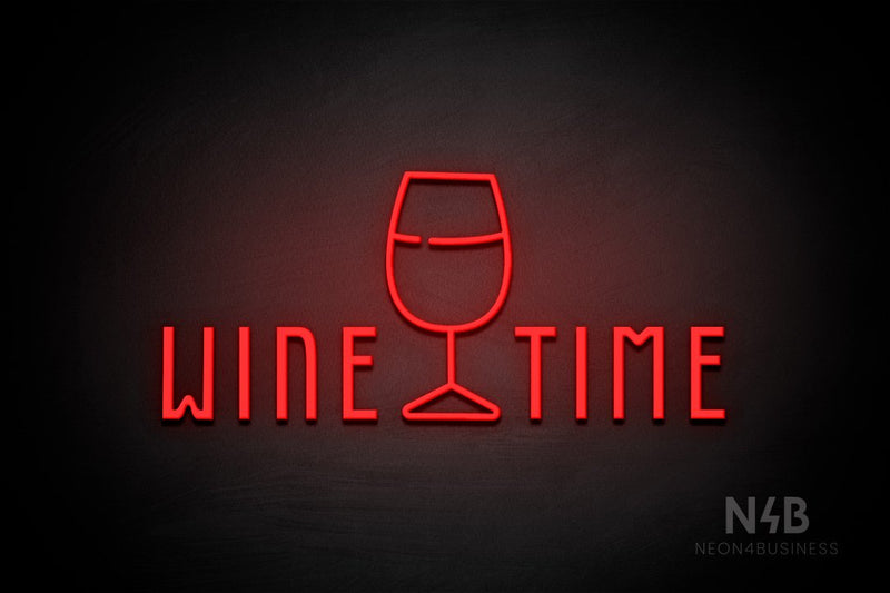 "Wine Time" Wine Glass (Enchanted font) - LED neon sign