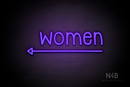 "Women" (bottom left arrow, Monoline font) - LED neon sign