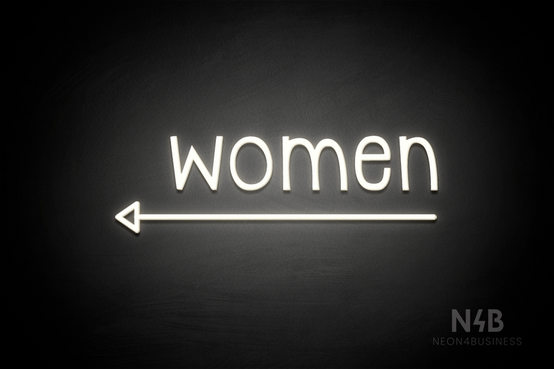 "Women" (bottom left arrow, Monoline font) - LED neon sign