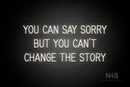 "YOU CAN SAY SORRY BUT YOU CAN'T CHANGE THE STORY" (Bright Sky font) - LED neon sign