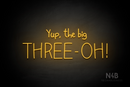 "Yup, the big THREE - OH!" (Custom font) - LED neon sign