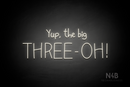"Yup, the big THREE - OH!" (Custom font) - LED neon sign