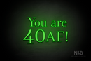 "You are 40 AF!" (Bloom font, World font) - LED neon sign