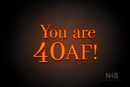 "You are 40 AF!" (Bloom font, World font) - LED neon sign