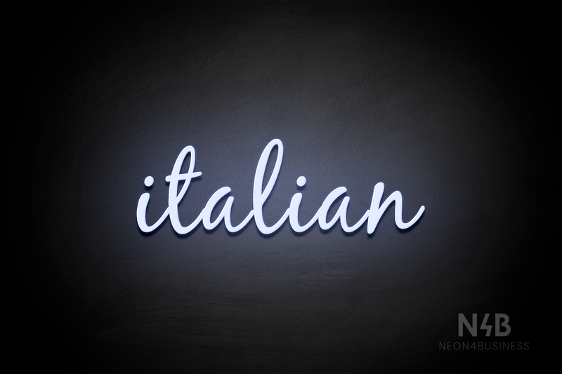 "italian" (Notes font) - LED neon sign