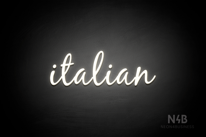 "italian" (Notes font) - LED neon sign