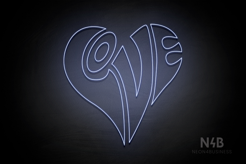"Love" Written With The Shape Of A Heart - LED neon sign