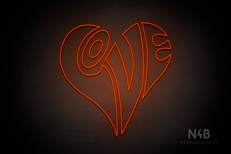 "Love" Written With The Shape Of A Heart - LED neon sign