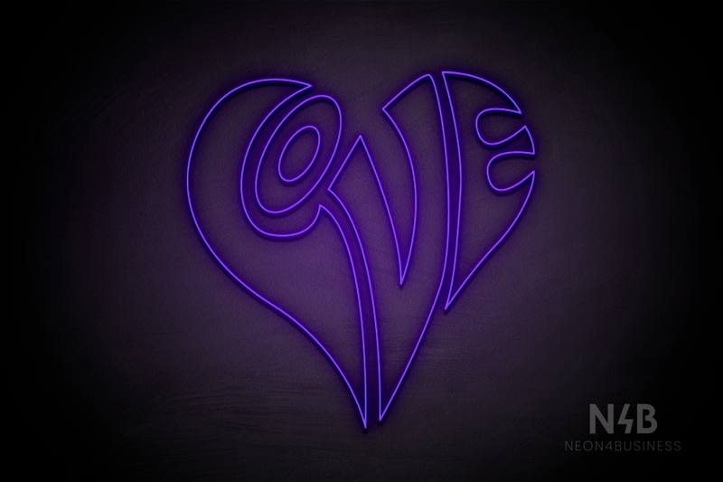 "Love" Written With The Shape Of A Heart - LED neon sign