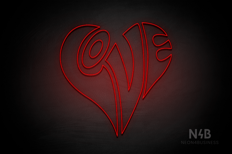 "Love" Written With The Shape Of A Heart - LED neon sign