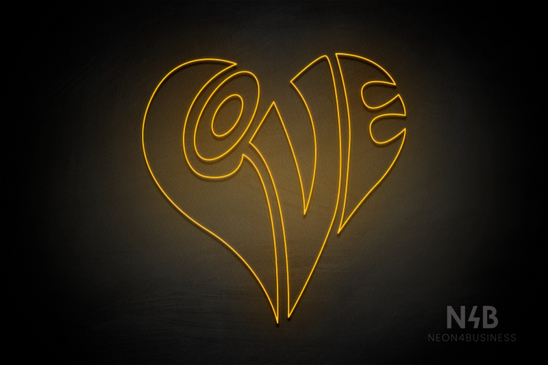 "Love" Written With The Shape Of A Heart - LED neon sign