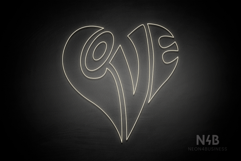 "Love" Written With The Shape Of A Heart - LED neon sign