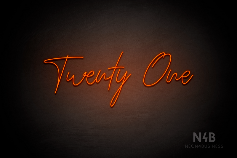 "Twenty One" (Custom font, capital T, capital O) - LED neon sign