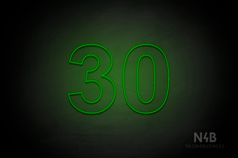 Number "30" (Arial font) - LED neon sign