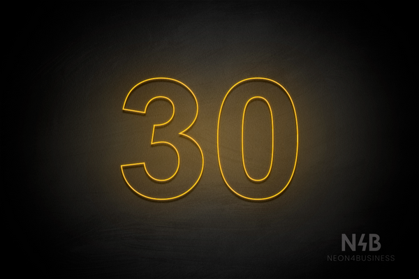 Number "30" (Arial font) - LED neon sign