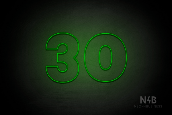 Number "30" (Roletta font) - LED neon sign