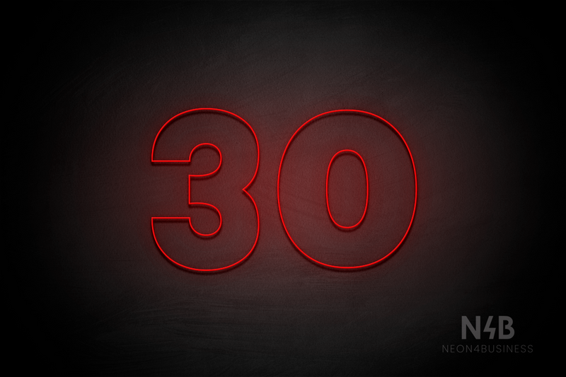 Number "30" (Roletta font) - LED neon sign