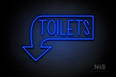 "TOILETS" Left Downturned Arrow (Hey Gladd font) - LED neon sign