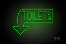"TOILETS" Left Downturned Arrow (Hey Gladd font) - LED neon sign