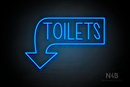 "TOILETS" Left Downturned Arrow (Hey Gladd font) - LED neon sign
