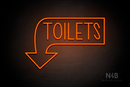 "TOILETS" Left Downturned Arrow (Hey Gladd font) - LED neon sign
