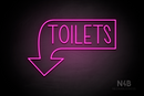 "TOILETS" Left Downturned Arrow (Hey Gladd font) - LED neon sign