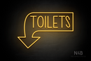 "TOILETS" Left Downturned Arrow (Hey Gladd font) - LED neon sign