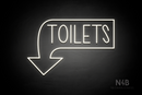 "TOILETS" Left Downturned Arrow (Hey Gladd font) - LED neon sign
