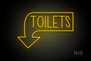 "TOILETS" Left Downturned Arrow (Hey Gladd font) - LED neon sign