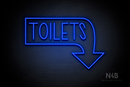 "TOILETS" Right Downturned Arrow (Hey Gladd font) - LED neon sign