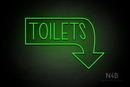 "TOILETS" Right Downturned Arrow (Hey Gladd font) - LED neon sign