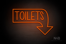 "TOILETS" Right Downturned Arrow (Hey Gladd font) - LED neon sign