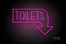 "TOILETS" Right Downturned Arrow (Hey Gladd font) - LED neon sign