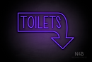 "TOILETS" Right Downturned Arrow (Hey Gladd font) - LED neon sign