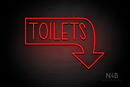 "TOILETS" Right Downturned Arrow (Hey Gladd font) - LED neon sign