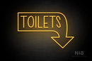 "TOILETS" Right Downturned Arrow (Hey Gladd font) - LED neon sign