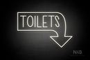 "TOILETS" Right Downturned Arrow (Hey Gladd font) - LED neon sign